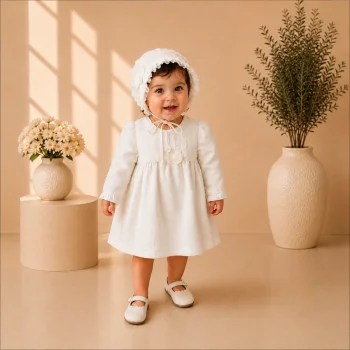 فستان 15773 ابيض مع طاقية وكلوت second