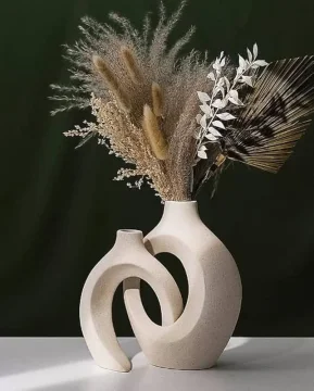 طقم مزهريات سيراميك أبيض